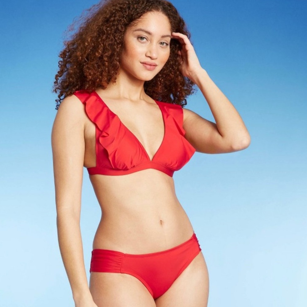 Red Ruffle Bikini
